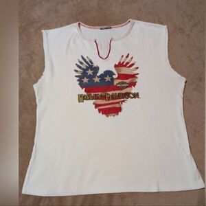 Vintage 2002 Authentic Harley-Davidson® White Top & Patriotic Eagle Design